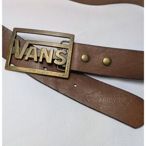 Vintage Vans otw Skater Metal Belt Buckle Vans Leather Belt Brown Embossed Logo